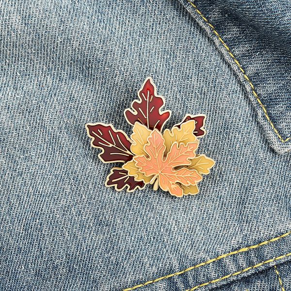 

maple leaf enamel pin autumn miss chic brooches clothes shirt lapel backpack badges jewelry gift for someone special, Gray