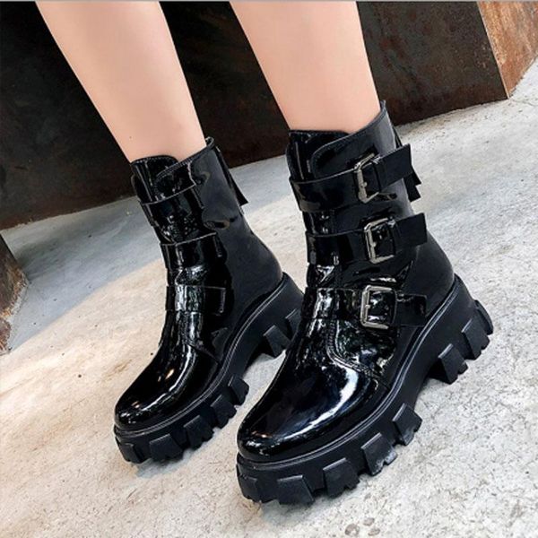 

boots women's snow motorcycle black leather casual shoes