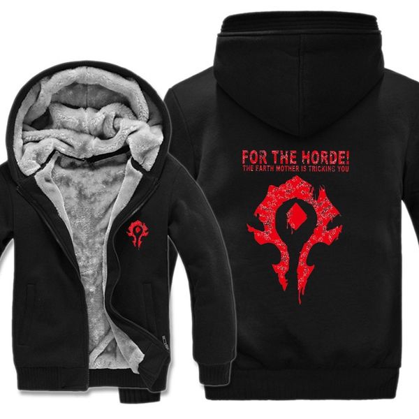 

new winter warm wow hoodie game dota 2 coat alliance&horde jacket coat men thick fleece zipper luminous wow sweatshirts c1118, Black