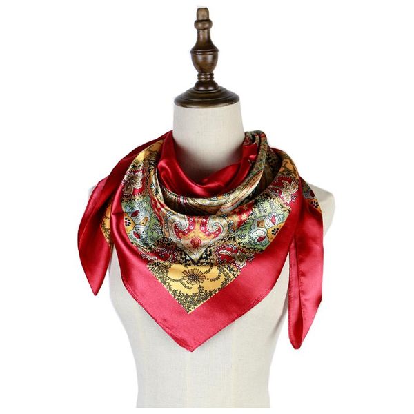 

scarves women square scarf wraps neck wear satin silk muslim head hijabs shawls vintage paisley print, Blue;gray