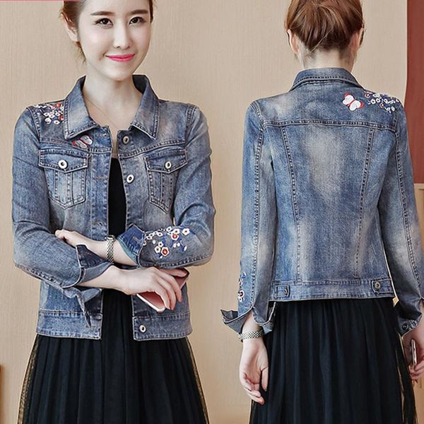 

new autumn winter women ladies long sleeve denim jacket jean vintage slim coat outwear oversize jacket, Black;brown