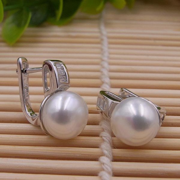 

hoop & huggie 1lot=20pairs hand polished 925 pure silver earring with natural freshwater pearls women's earrings wholesale promotion, Golden;silver