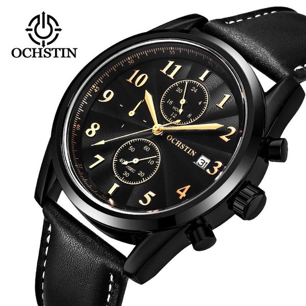 

wristwatches ochstin brand sells 3 eyes, 6 needles, men's sports watches, water timing table, male manufacturers., Slivery;brown