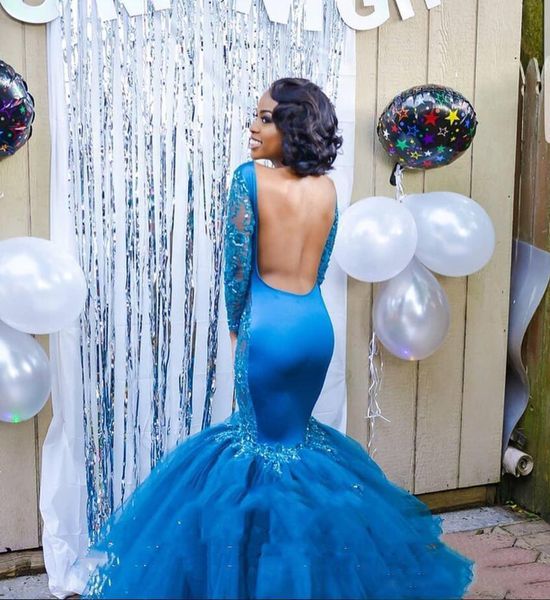 

illusion bodice appliques tulle mermaid african prom dresses 2021 elegant formal evening dresses backless pageant party gowns, Black;red