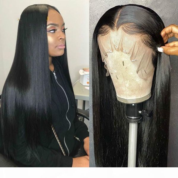 

13x4 straight lace front human hair wigs 360 lace frontal wigs remy brazilian human hair lace wigs for women 250 density, Black;brown