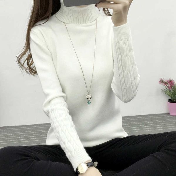 

clearance spring and autumn new turtleneck sweater pullover take women's twist long sleeve wild slim base knit j6, White;black