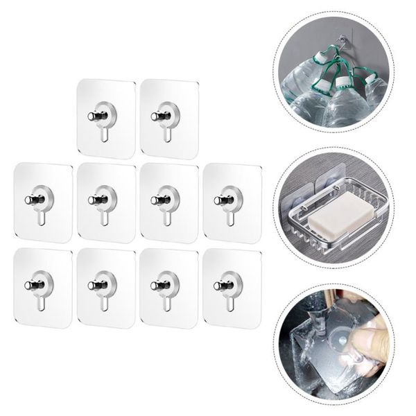 

10pcs furniture clear hanger pads with screws non-trace hook kitchen sticker