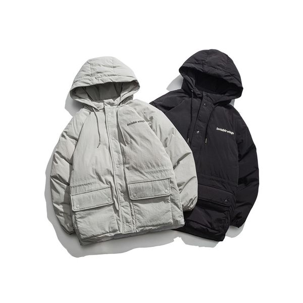 

2021 Winter Plain New Hoodie Warm-rolled Cotton Quilted Jacket Work Clothes NXUH, Black