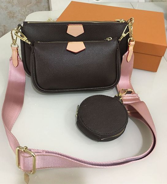

fashion handbags purses women favorite mini pochette 3pcs accessories crossbody bag vintag shoulder bags leather multi color straps wallet