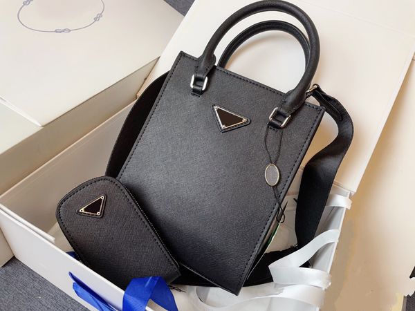 

tote bag p black womens handbags classic fashion designer leather three-piece suit square cross grain