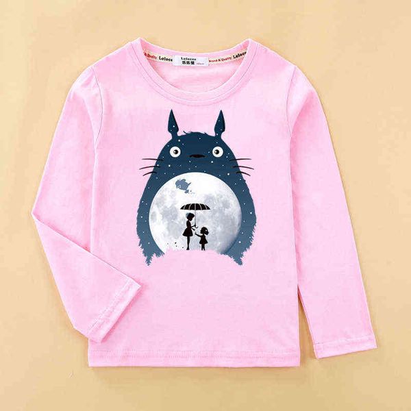 Cielo stellato 3D Totoro T-shirt per bambini Boy Girl New Cotton Tops Camicia 3-14T Vestiti per bambini Cartoon Cat Stampa T-shirt manica lunga G1224