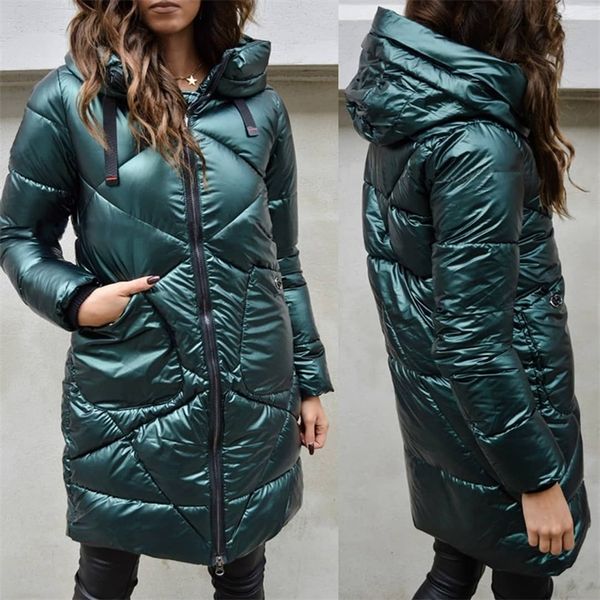 

umeko parka zipper women's winter coats long cotton casual fur hooded jackets thick warm winter parkas female overcoat coat 201217, Black