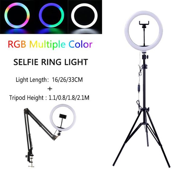

led ring light dimmable with tripod rgb ring lamp pgraphy selfie light tripod with lamp ringlight for tiktok live