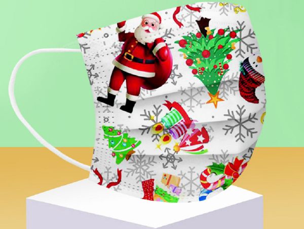 

christmas masks disposable 50pcs 3-layer protection and personal health mask with earloop mouth face x'mas utlet9dmn