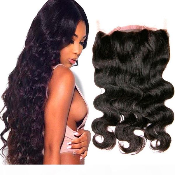 

brazilian body wave lace frontal closure middle three part 13*4 virgin human hair ear to ear baby hai, Black