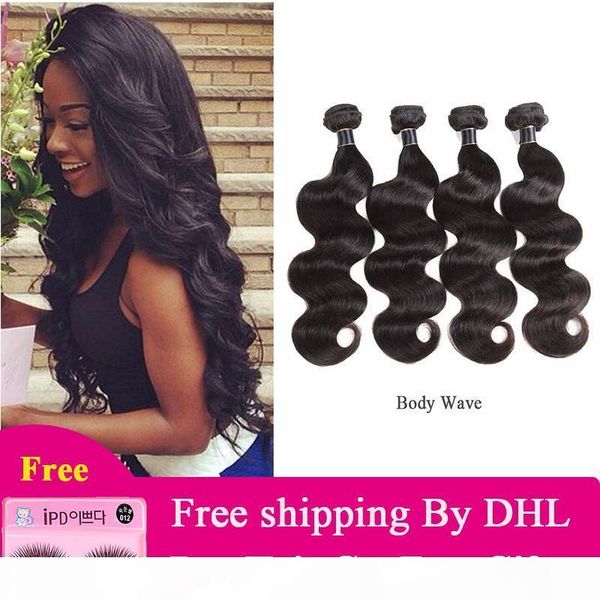 

mongolian malaysian body wave virgin hair bundles remy human hair extensions nature color buy 1 4 bundles lot by dhl, Black
