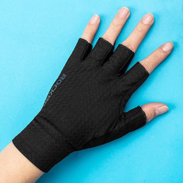 

rockbros cycling gloves autumn spring mtb bike gloves sbr pad half finger bicycle goves men women breathable shockproof gloves wmtbja, Black