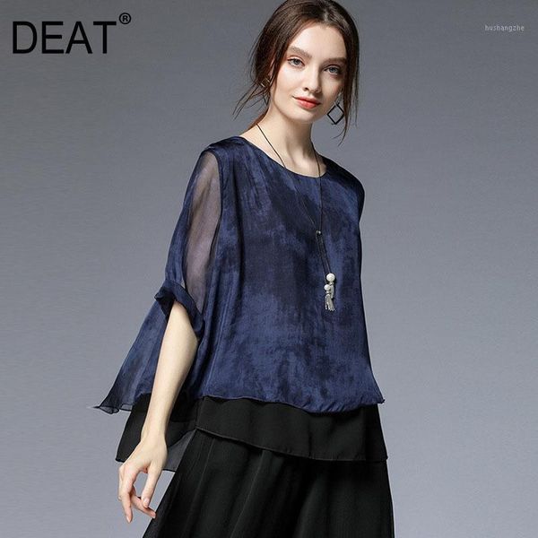 

deat] 2020 large size tshirt women mid batwing sleeve thin silk over size loose wild casual new summer fashion clothing ar2791, White