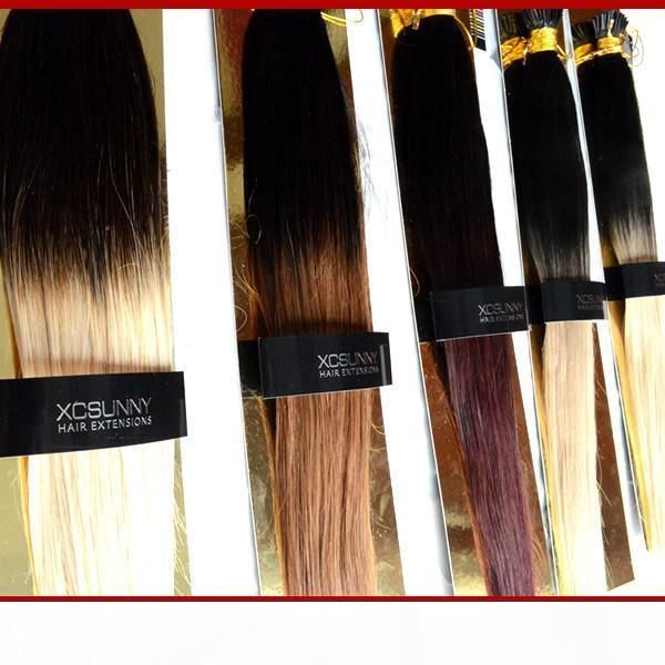 

xcsunny 100% remy indian hair ombre i tip hair extensions 18"20" 1g s extension keratine blonde human hair extension, Black
