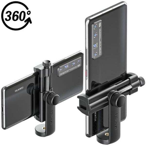 

tripods ulanzi st-17 360Â°rotation phone holder abs universal horizontal vertical shooting clip with cold shoe 1/4" tripod mount