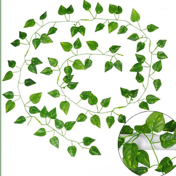 

redjck artificial flowers 2.1 m\pcs green hanging flower vine plant leaves garland for party home garden wall decoration1