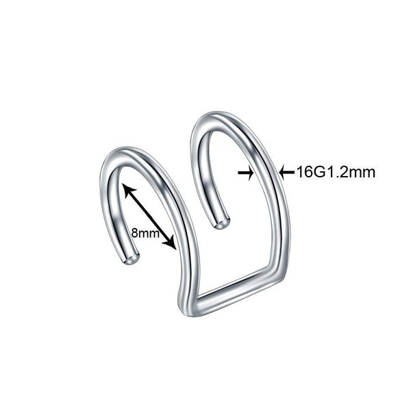 

3pairs clip on wrap earring tragus stainless steel 2 rings ear cuff clip nose ring fake piercing body jewelry helix earrings q jllote, Silver