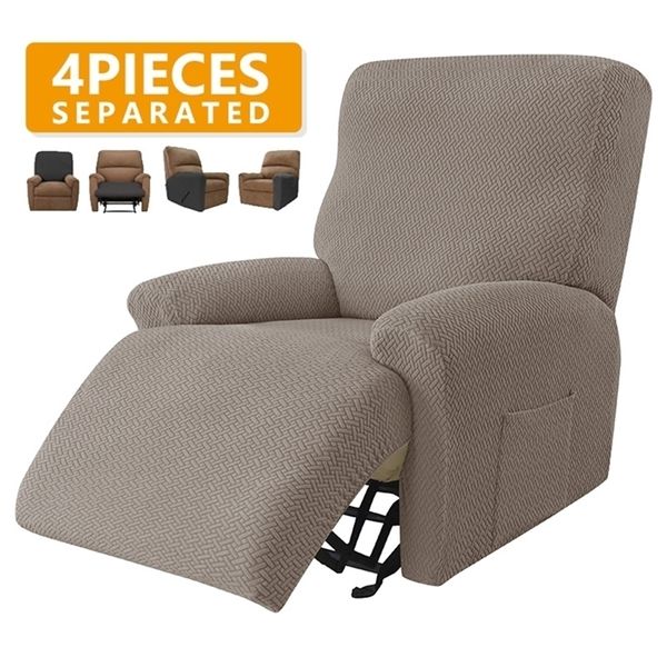 4 peças Jacquard recliner sofá capa para sala de estar elástico cadeira reclinável relaxante relaxar poltrona capa 220302