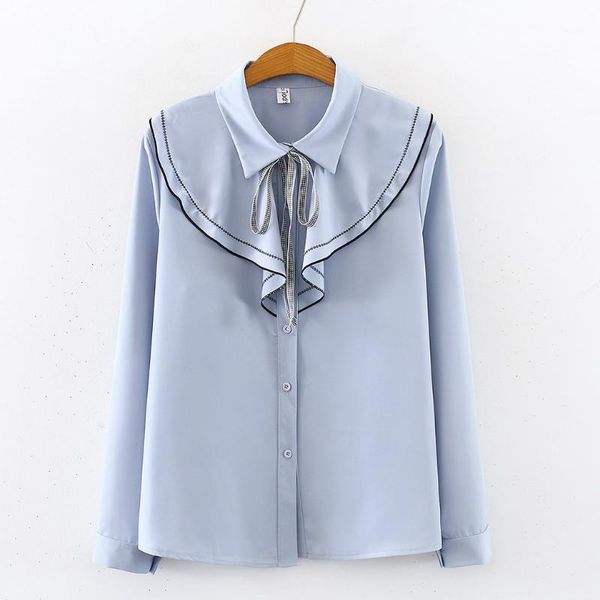 

fashion woman blouses 2020 ruffles chiffon blouse shirt women blusas long sleeve blouse women womens and blouses c7661, White