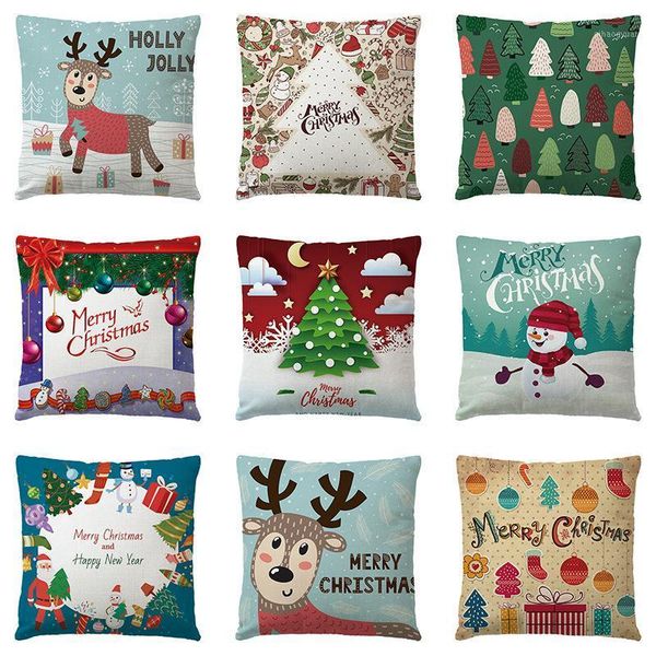 

new santa claus snowman christmas linen pillow cover home decor1