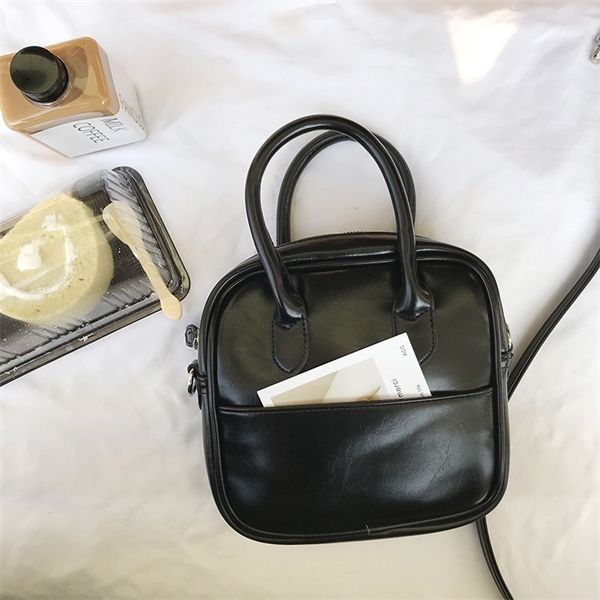 

fashion women's designer small saddle black handle pu leather woman bag c1223