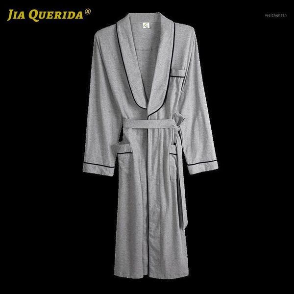 

front pocket solid long sleeve new housecoat man robe robe for man bathrobe yukata kimono night homerobe gray 100% cotton1, Black;brown