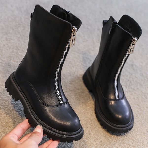 

girls' martin 2020 new autumn / winter little princess children' fashion british style black high boots, Black;grey