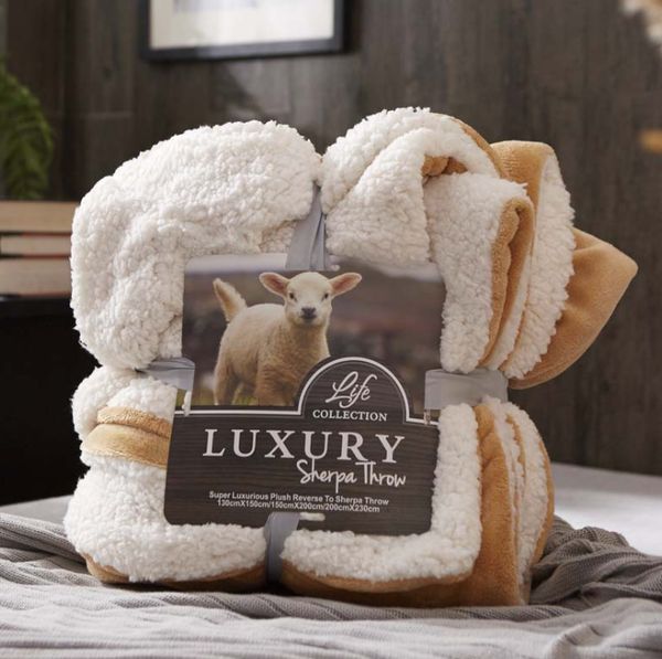 

blankets double thicken warm coral fleece blanket lamb flannel quilt sheet winter