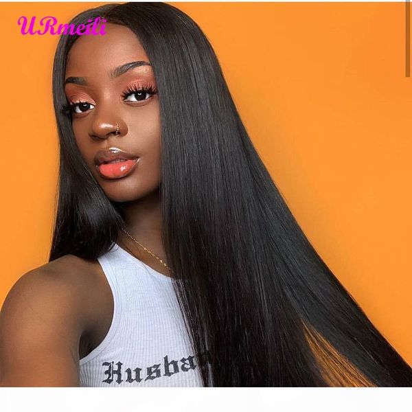 

360 lace front wigs pre plucked with baby hair 150%density remy peruvian virgin hair straight full lace human hair wigs for black women, Black;brown