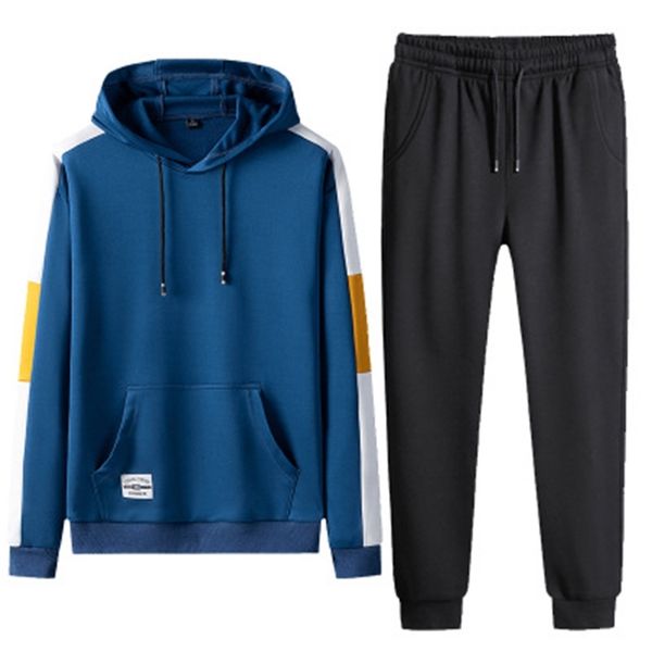 

2021 fashion men casual set hooded autumn new men's sportswear hoodies+pants 2pcs sets male hip hop street tracksuits 4xl w51i, Black