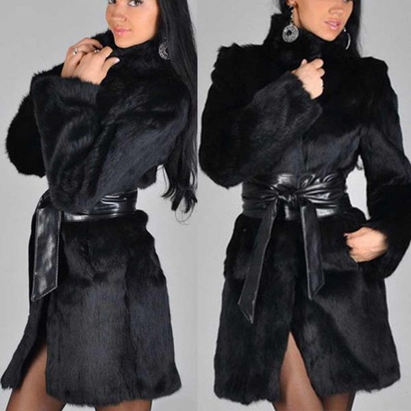 

oversized winter women outerwear long coat womens plus size ladies fur coats and jackets women chaquetas mujer 2019 manteau, Black