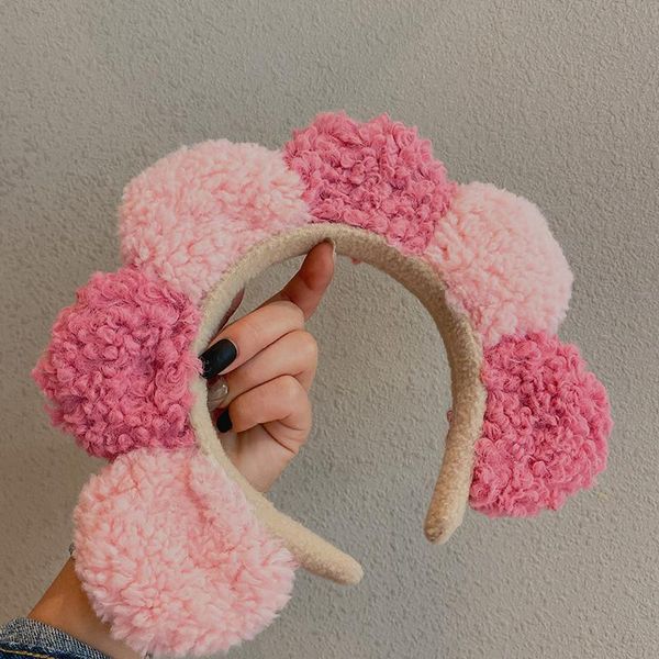 

2020 new korea style simple sweet cute hair hoop face wash color hair ball trendy headband for girl fashion hair accessories h wmtbho, Black;brown