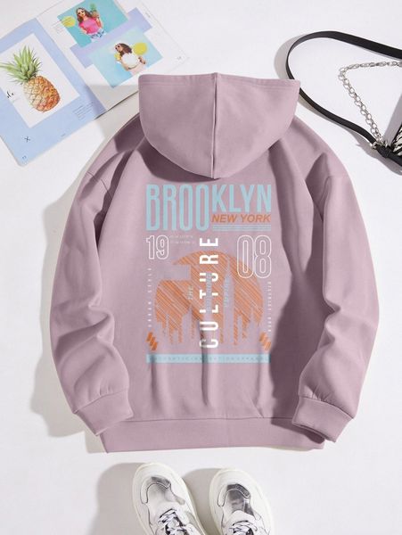 

letter graphic drawstring thermal hoodie y9xk#, White;black