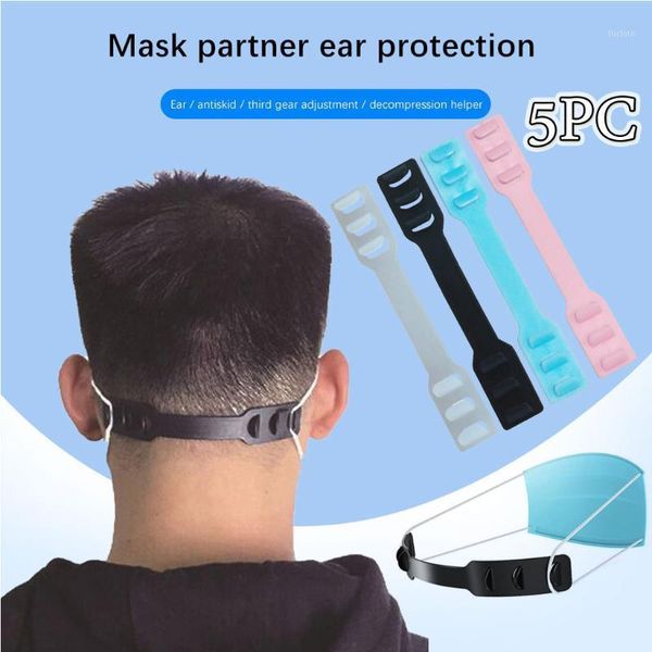

5pcs third gear adjustable mask ear extension hook point anti-slip mask ear grip extension buckle hook masks buckle holder l5251, Black