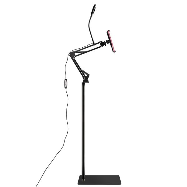 

custom mobile stand long arm cellphone height phone holder with fill light
