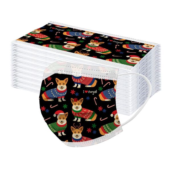 

50 / 100шт masque fast доставка mscara dackbasts одноразовый унисекс печатные рождественские мясики для взрослых 3-слойных масок jllvuk