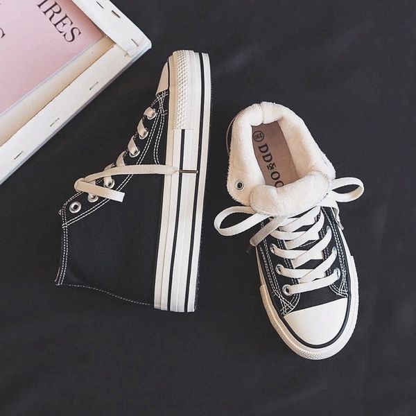 

winter fashion canvas shoes women 2020 new winter warm plush high-platform women sneakers wild casual shoes vulcanize female #xa0r