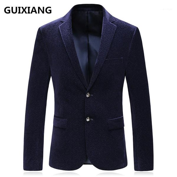 

guixiang 2021 autumn blazer men's business casual suits men single breasted coat jacket corduroy blazers men suits size m-3xl1, White;black