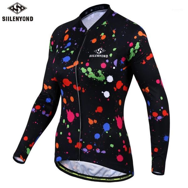 

siilenyond 2020 autumn cycling jersey long sleeves mountain bicycle cycling clothing breathable mtb bike wears for women1, Black;red