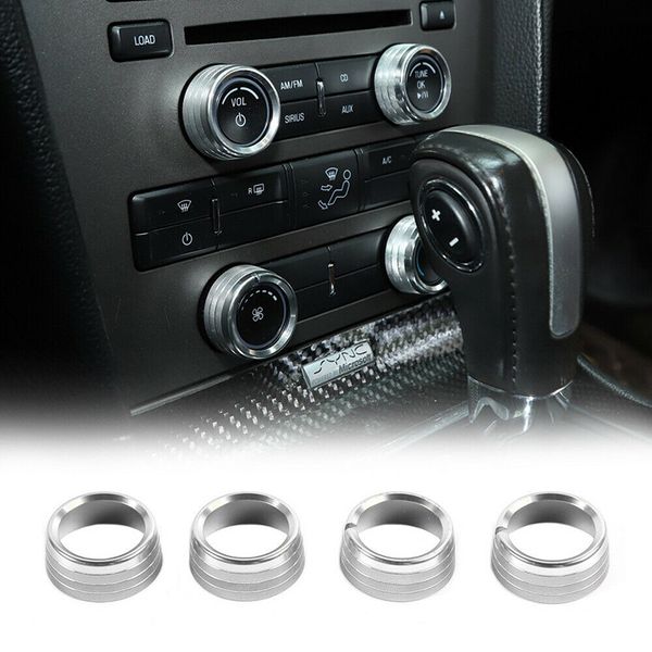 

silver car air conditioning switch button ring trim cover for ford mustang 2011-2014 auto interior accessories