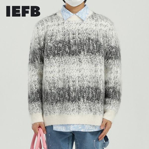 

men's sweaters iefb wear autumn and winter round collar kintted sweater korean trend gradually thick loose fashion clothes 9y5804, White;black