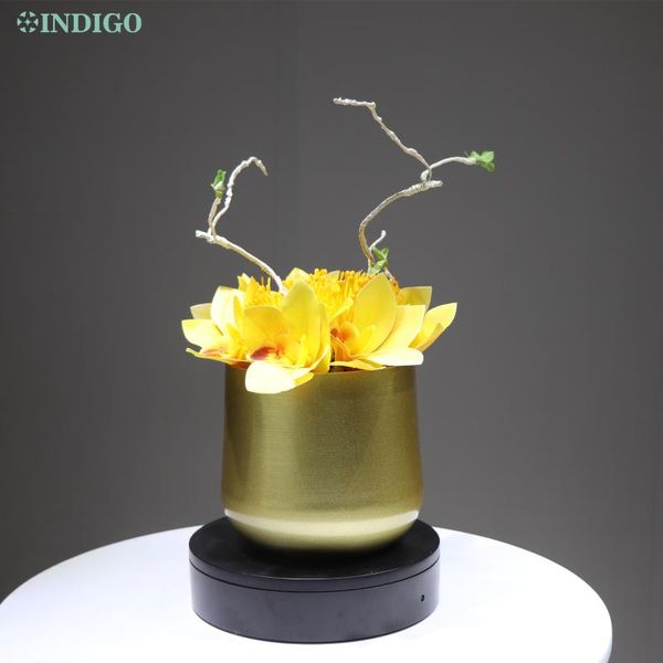 

indigo yellow cymbidium (1 set with pot) orchids yellow leucospermun flower bonsai wedding party office table decoration