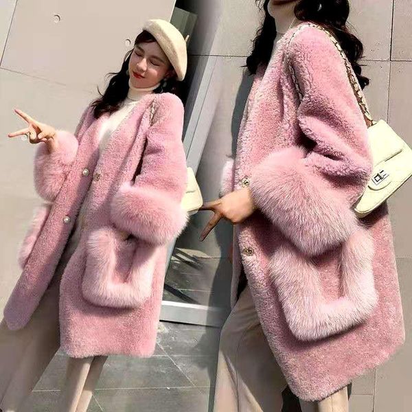 

women's fur & faux fur-like slim plus size thickened one coat fashion soft comfortable warm sheep shears plush, Black