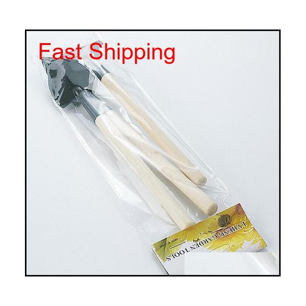 

1 set=3 pcs mini garden tools kit small shovel rake spade wood handle metal head kids gardener qylaum packing2010