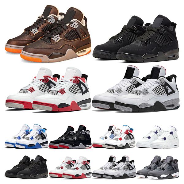 

outdoor sports shoes mens basketball 4s starfish university blue pine green fired red white cement black cat men trainer sneakers